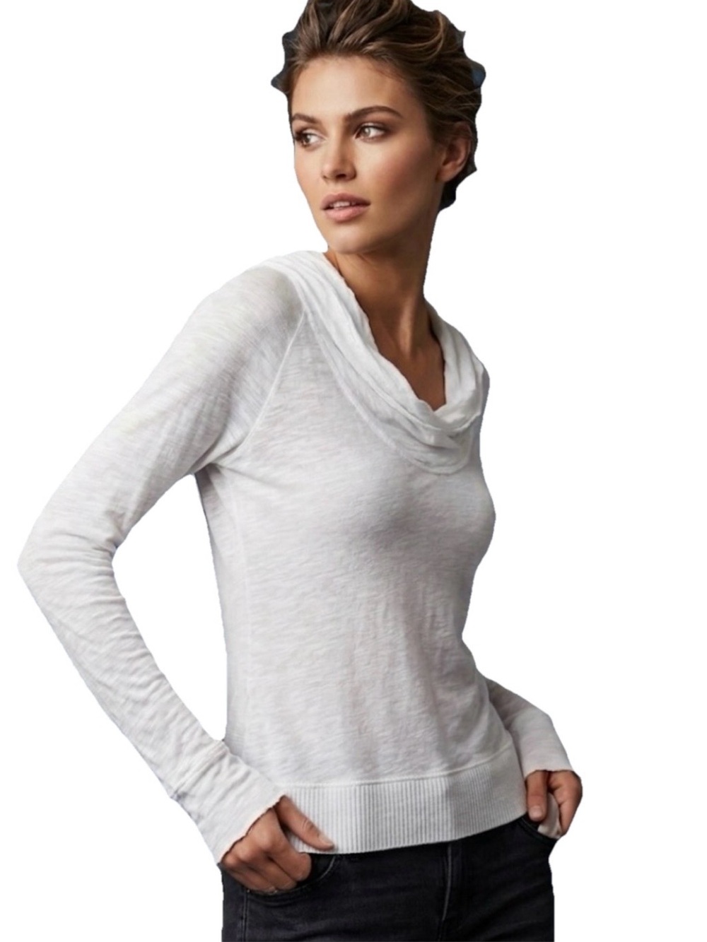 Lauren Moshi Limited Quantity Women’s White Tencel & Cotton Hoodie Size Small